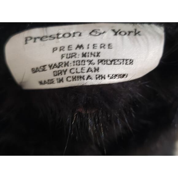 Preston & York Black Premiere Fur Minx Dress Overthrow Cape Wrap Fox Tail Edging - Picture 7 of 13
